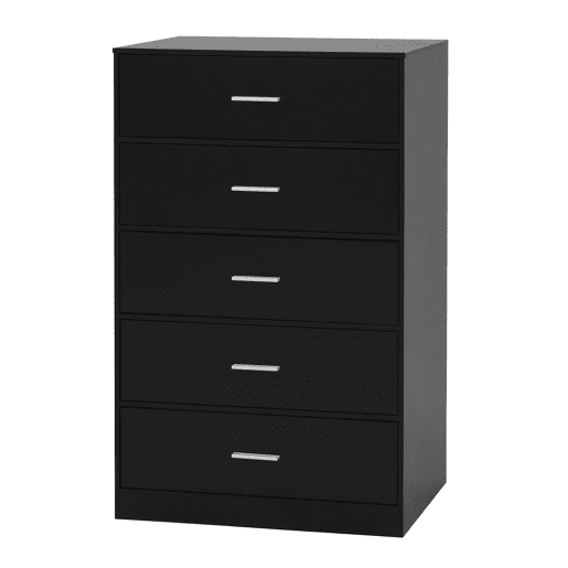 Cómoda NELS com 5 gavetas preto