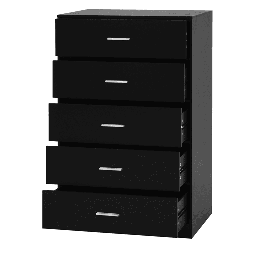 Cómoda NELS com 5 gavetas preto