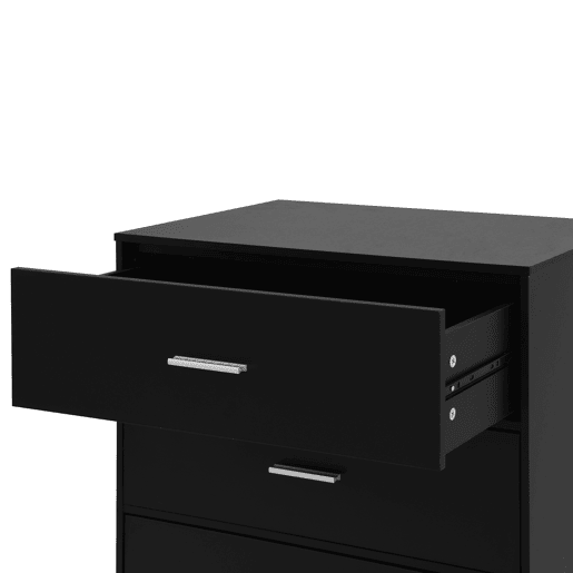 Cómoda NELS com 5 gavetas preto