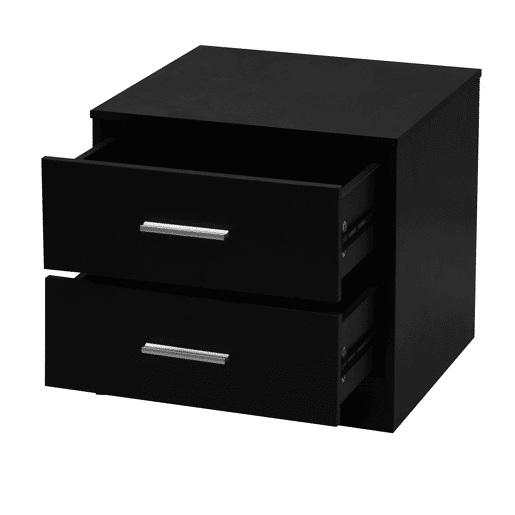 Mesa de cabeceira NELS com 2 gavetas preta
