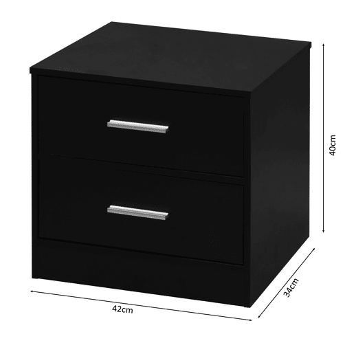 Mesa de cabeceira NELS com 2 gavetas preta