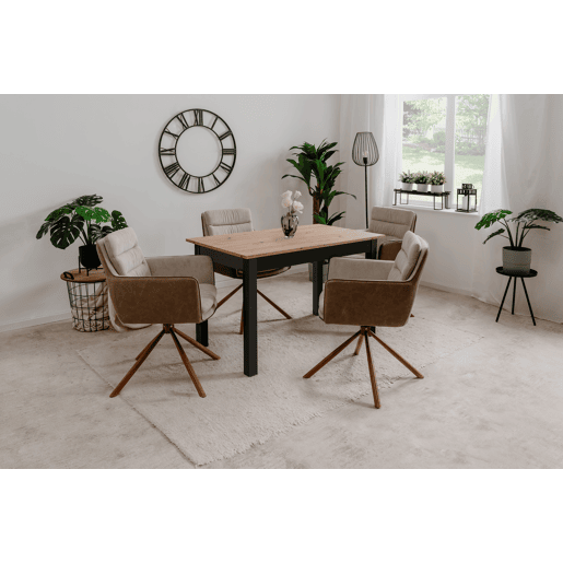 Mesa extensÃvel 120cm carvalho e preto DORA Mesa extensÃvel 120cm carvalho e preto DORA