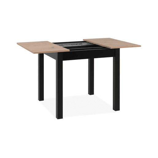 Mesa extensível quadrada DORA 80x80cm cor carvalho e preto