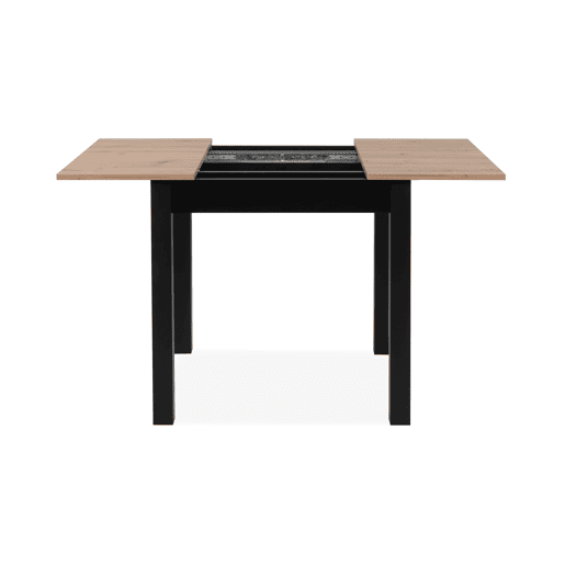 Mesa extensível quadrada DORA 80x80cm cor carvalho e preto