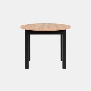 Mesa extensível redonda DORA 100x100cm cor carvalho e preto