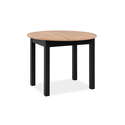 Mesa extensível redonda DORA 100x100cm cor carvalho e preto