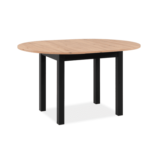 Mesa extensível redonda DORA 100x100cm cor carvalho e preto