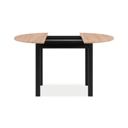 Mesa extensível redonda DORA 100x100cm cor carvalho e preto