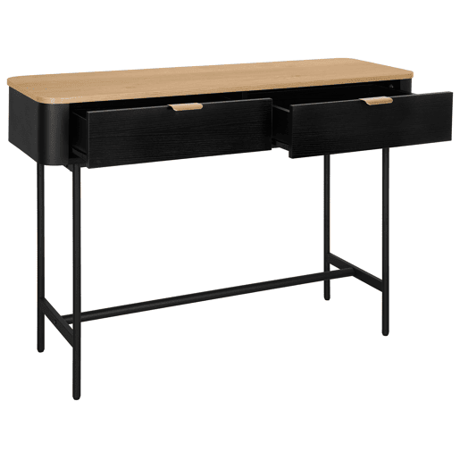 Consola com 2 gavetas EVA carvalho e preto Consola com 2 gavetas EVA carvalho e preto