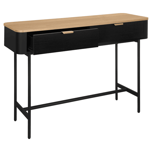 Consola com 2 gavetas EVA carvalho e preto Consola com 2 gavetas EVA carvalho e preto