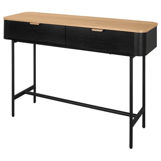 Consola com 2 gavetas EVA carvalho e preto Consola com 2 gavetas EVA carvalho e preto