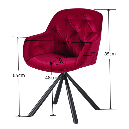 Conjunto de 2 cadeiras SILVIA cor vermelho