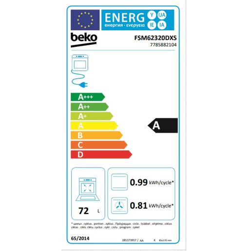 Fogão BEKO FBM62320XDSN a gás 72 litros 60cm