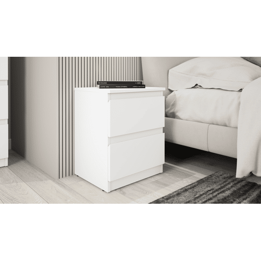 Mesa de cabeceira OSLO com 2 gavetas branco