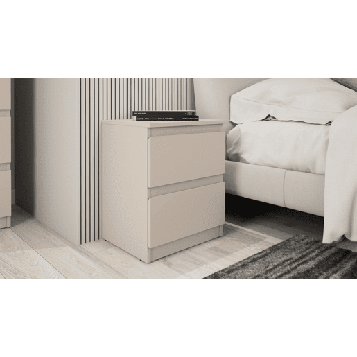 Mesa de cabeceira OSLO com 2 gavetas bege Mesa de cabeceira OSLO com 2 gavetas bege