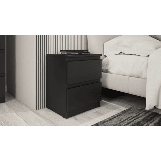 Mesa de cabeceira OSLO com 2 gavetas preto