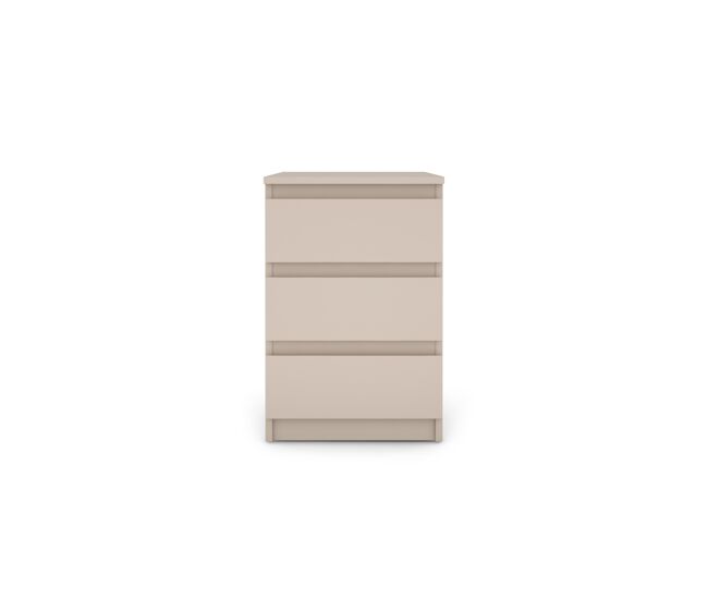 Mesita de noche oslo con 3 cajones color beige