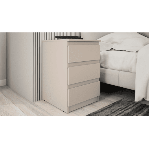 Mesa de cabeceira OSLO com 3 gavetas bege