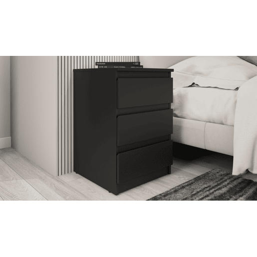 Mesa de cabeceira OSLO com 3 gavetas preto Mesa de cabeceira OSLO com 3 gavetas preto