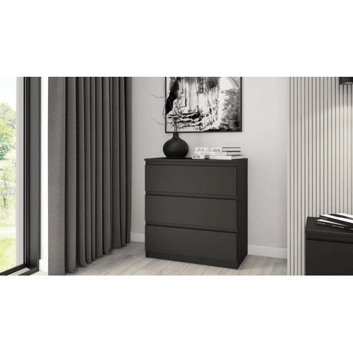 Cómoda OSLO com 3 gavetas preto