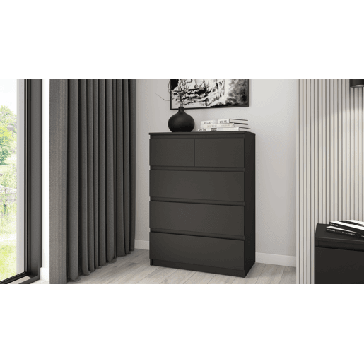 Cómoda OSLO com 5 gavetas cor preto Cómoda OSLO com 5 gavetas cor preto
