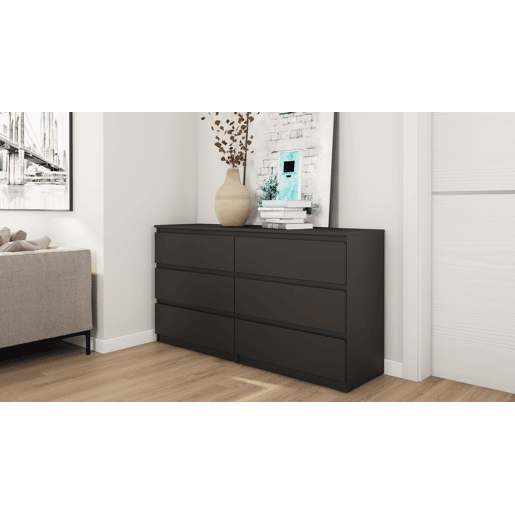 Cómoda dupla OSLO com 6 gavetas preto