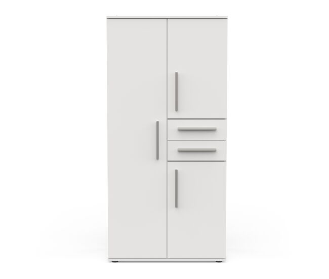 Armario versatil 90x188cm con 3 puertas y 2 cajones blanco