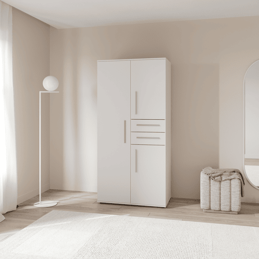 Roupeiro VERSATIL 90x188cm 3 portas e 2 gavetas branco