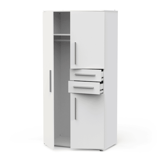 Roupeiro VERSATIL 90x188cm 3 portas e 2 gavetas branco