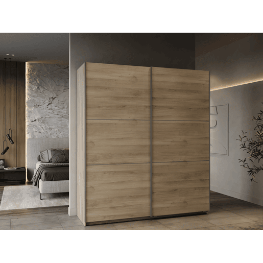 Roupeiro GHOST II 178x203cm com 2 portas de correr carvalho