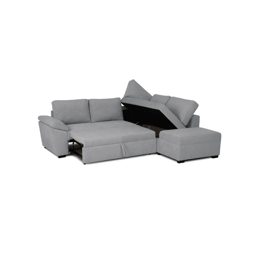 Sofá de canto reversível com cama HURLEY cor cinza claro
