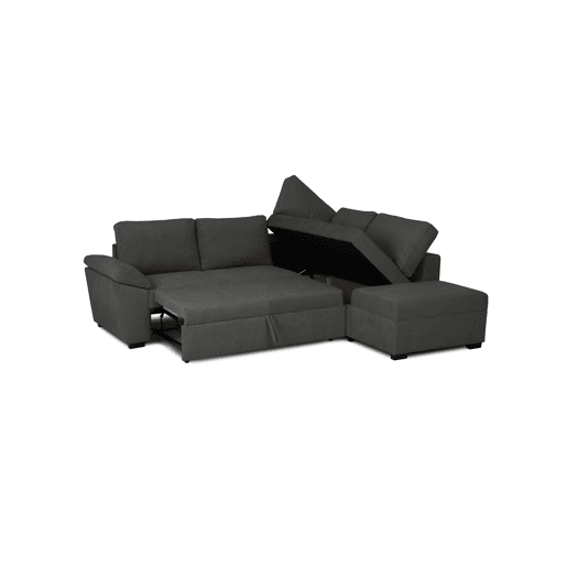 Sofá de canto reversível com cama HURLEY cor cinza escuro Sofá de canto reversível com cama HURLEY cor cinza escuro