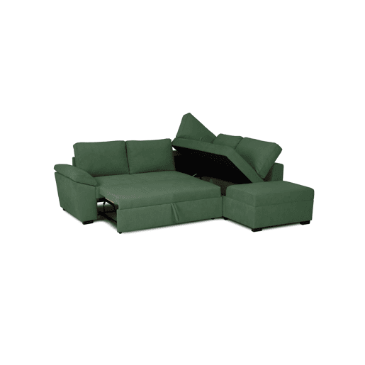 Sofá de canto reversível com cama HURLEY cor verde Sofá de canto reversível com cama HURLEY cor verde