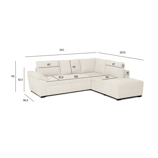 Sofá de canto reversível com cama HURLEY cor bege