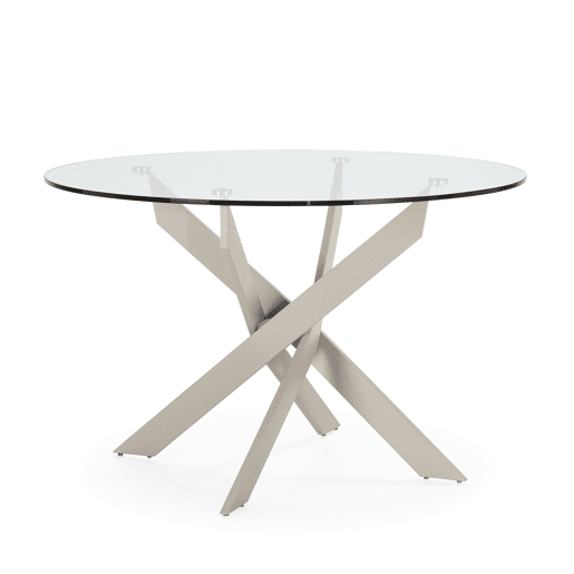 Mesa de vidro redonda fixa RUTH cor creme