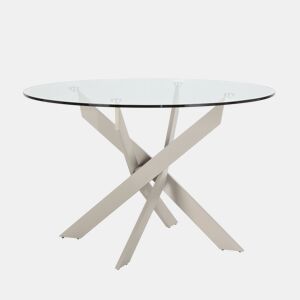 Mesa de vidro redonda fixa RUTH cor creme