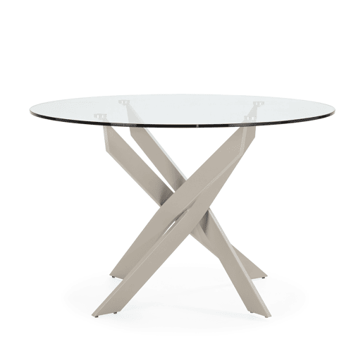 Mesa de vidro redonda fixa RUTH cor creme