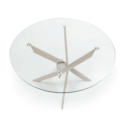 Mesa de vidro redonda fixa RUTH cor creme