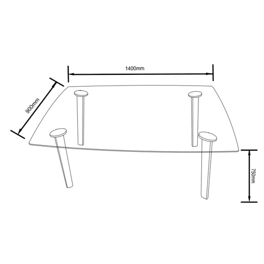 Mesa de jantar retangular em vidro Atlas