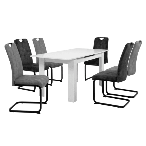 Cadeira de jantar ROSI revestida em tecido cinza claro