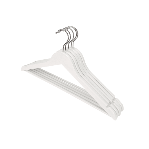 Conjunto de 8 cabides em madeira 44,5x1,2x23cm branco Conjunto de 8 cabides em madeira 44,5x1,2x23cm branco