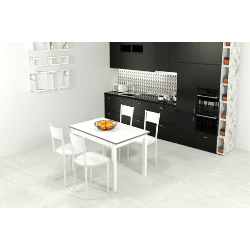 Mesa de cozinha extensível B-EXTENS 110160x70cm branca e cinza