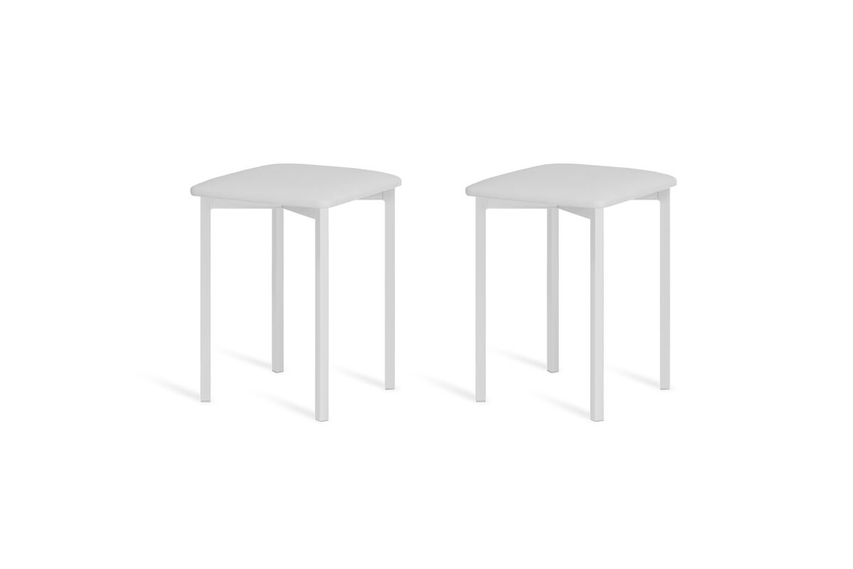 Pack de 2 taburetes bajos bene blanco con patas blancas