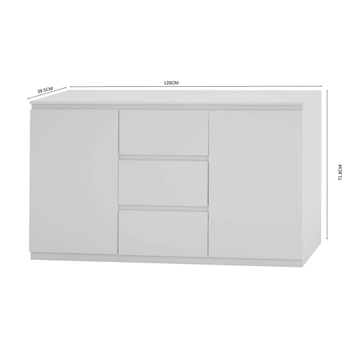 Aparador NEVADA III com 2 portas e 3 gavetas cor branco