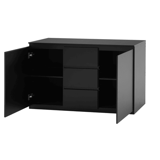 Aparador NEVADA III com 2 portas e 3 gavetas cor preto
