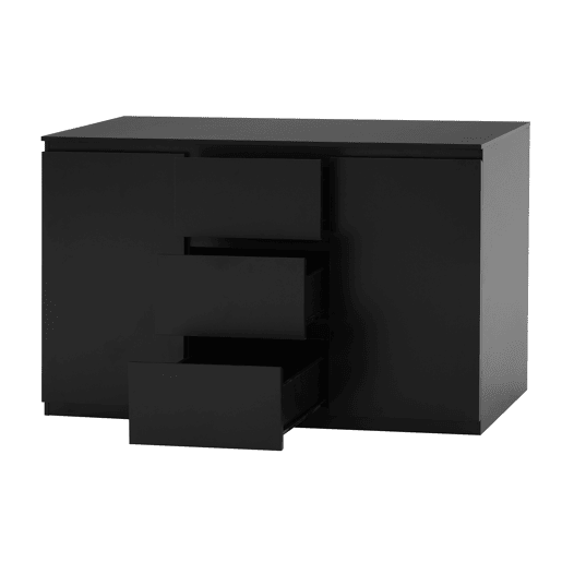 Aparador NEVADA III com 2 portas e 3 gavetas cor preto