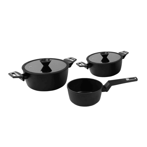 Conjunto de 3 panelas de alumínio BLACK diâmetros 28, 24 e 20cm
