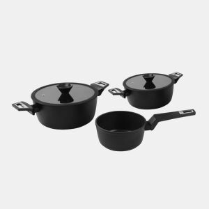 Conjunto de 3 panelas de alumínio BLACK diâmetros 28, 24 e 20cm