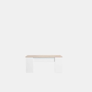 Mesa de centro elevável LOW cor branco e madeira