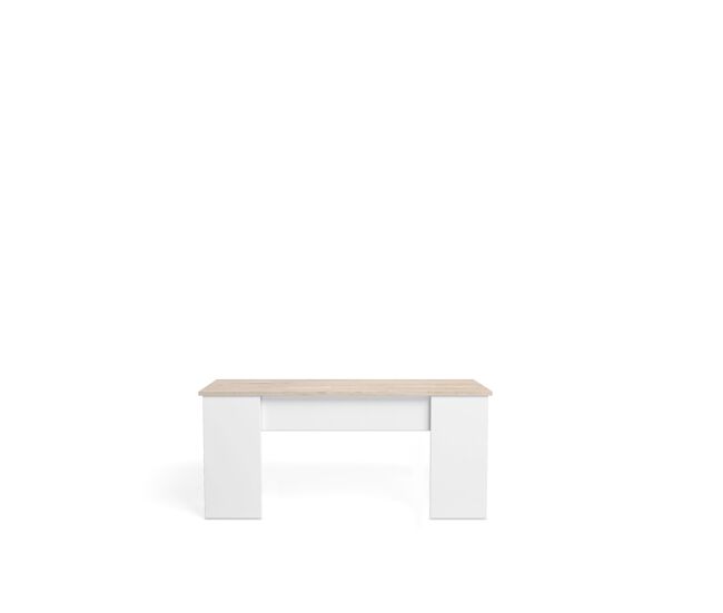 Mesa de centro low elevable color blanco y madera